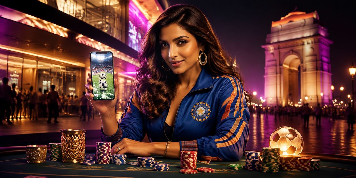 Delhi cricket betting promotional scene with Bollywood theme