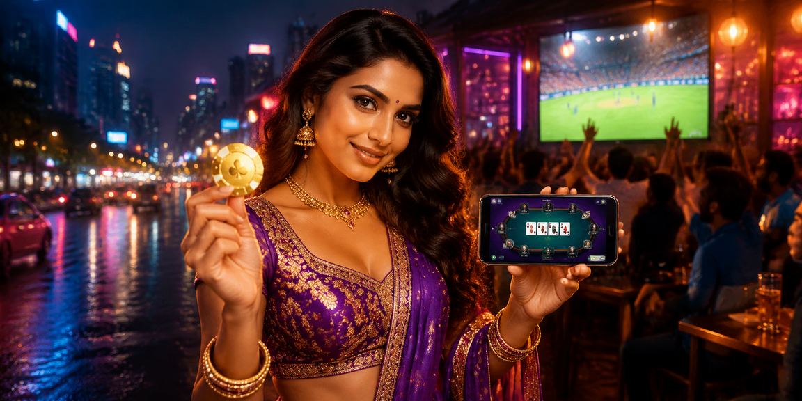 Vibrant cricket betting atmosphere in Mumbai neon lights